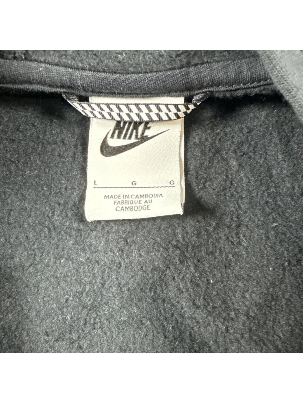 Nike Hooded Zip Up Thumb Holes Black Boys Size Large Cotton Polyester Blend